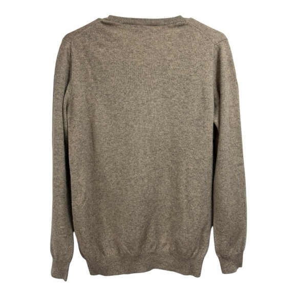 Woolovers Size Small Sweater Tan Knit Merino Wool Cashmere V Neck Pullover - Picture 2 of 5